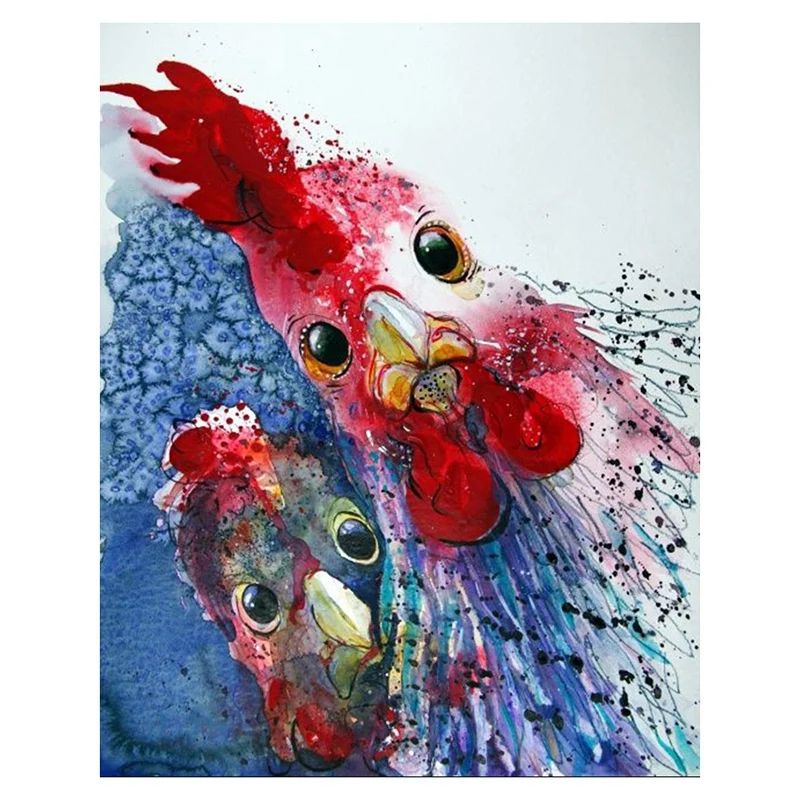 Полный Круглый 5D алмазная живопись два петуха Алмазная Вышивка дисплей крестом