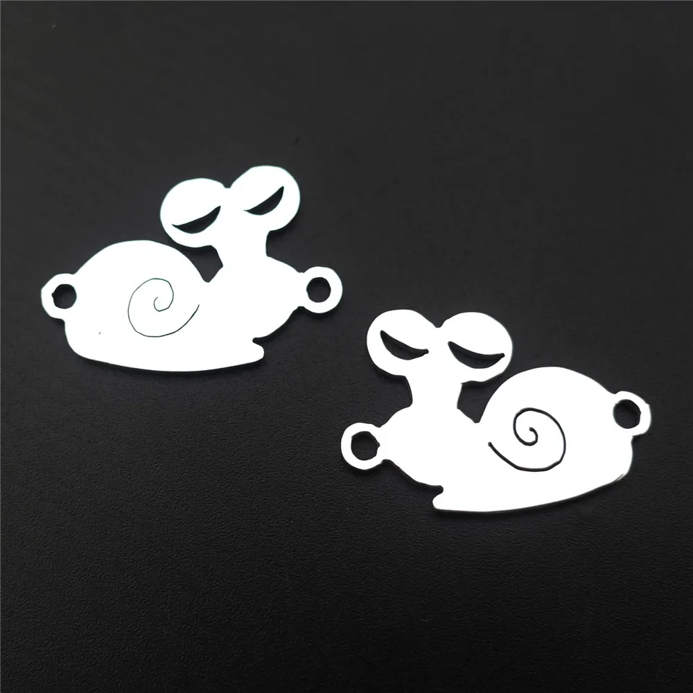 

Snail Stainless Steel Connector Link 2 Loop Cartoon Charm for Diy Bracelet Jewelry Findings 5 Pieces Pack