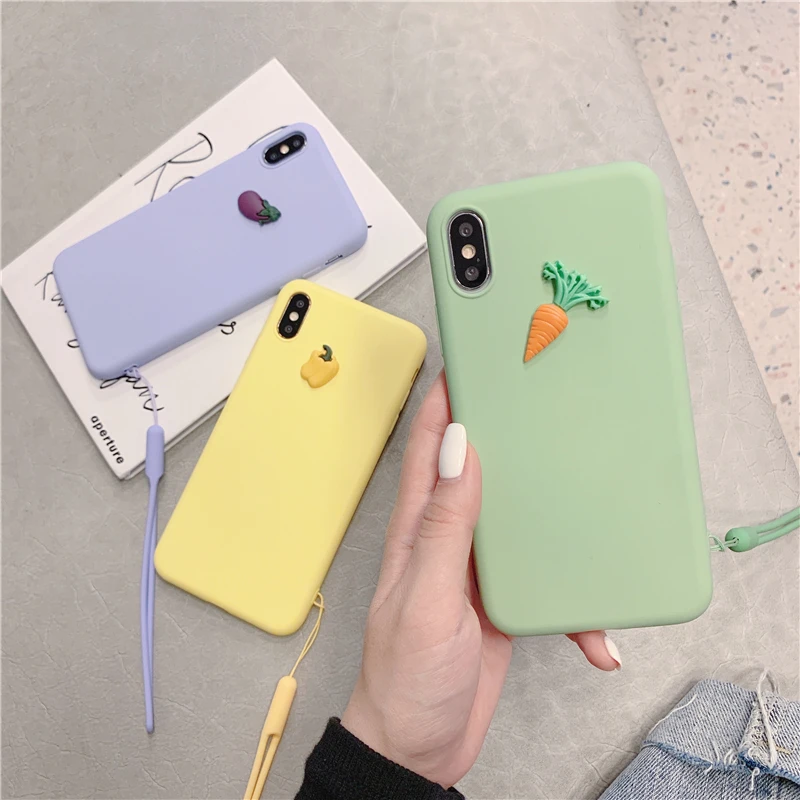 Милый 3D чехол для iPhone XR силиконовый с изображением фруктов мультяшный 7 8 XS MAX 6S Plus
