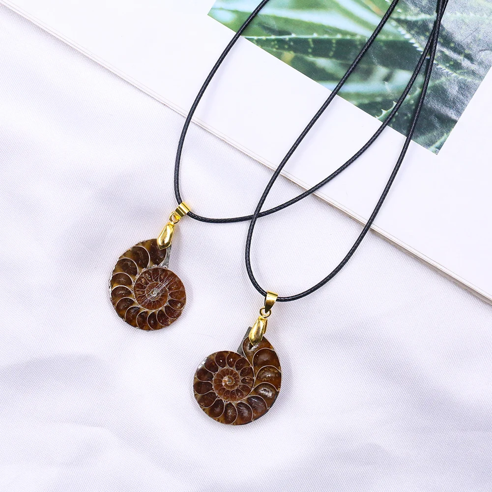 Модное ожерелье из натурального раковины необработанного камня с подвеской в