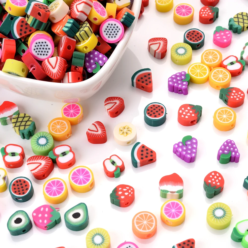Бусины из полимерной глины в форме фруктов 30/50/100 шт