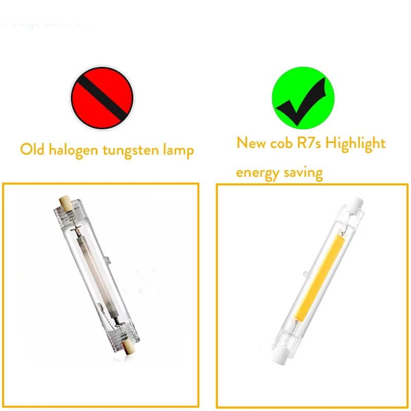 

LED R7S Glass Tube COB Bulb 15W 30W 40W R7S Corn Lamp 78MM 118MM J78 J118 Replace Halogen Light 50W 90W AC 220V 230V Lampadas