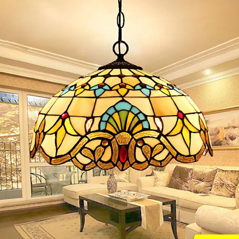 LED Pendant lights Indoor Lighting For Bedroom Decor Tiffany European Color Retro Meal Hanging Lamp Indoor Lighting Fixtures