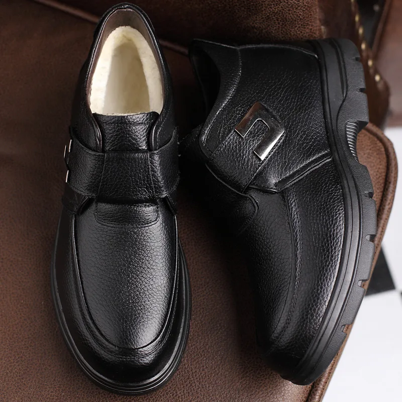 Мужская зимняя обувь Теплые удобные зимние Ботинки Martin из натуральной кожи в