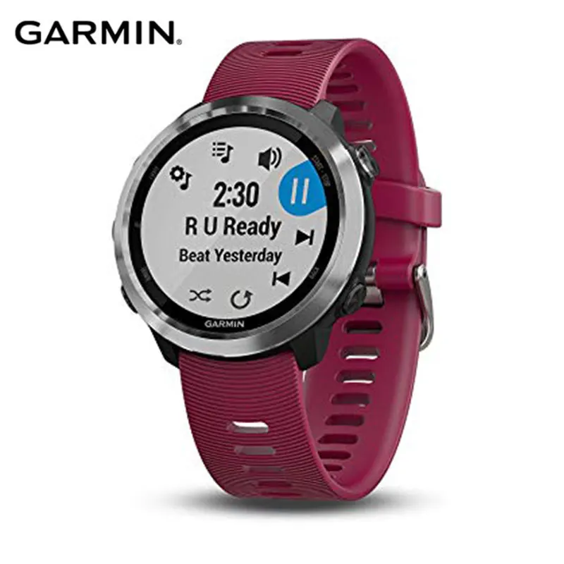 Красный Оригинальные gps часы Garmin Forerunner 645 музыка, часы для бега с gps оплатить NFC платежи на запястье Монитор сердечного ритма smartwatch для мужчин - Цвет: Красный