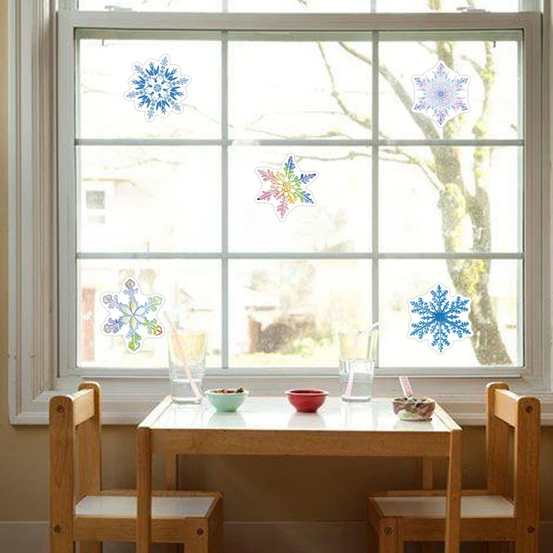 

50Pcs Christmas Snowflake Stickers Christmas Decoration Glass Snowflake Pattern Stickers Christmas Decoration Decals