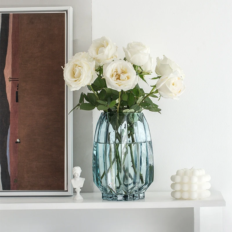 Скандинавская стеклянная утолщенная ваза Прозрачная Черная вазы для цветов в