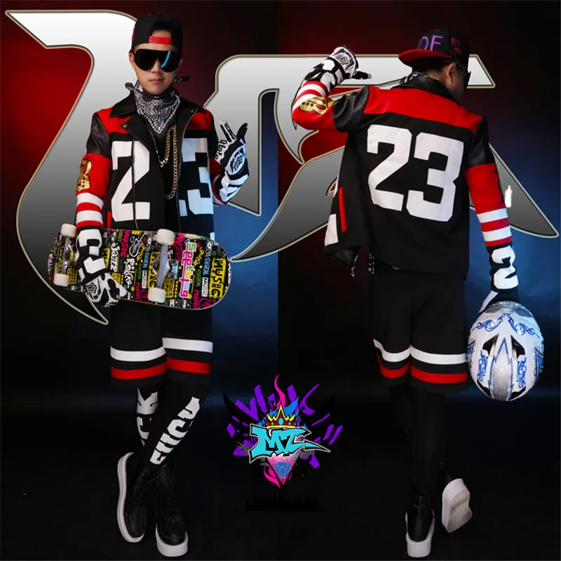 Пиджак и шорты мужские из ПУ кожи черные красные панели 23 дюйма | Мужская одежда