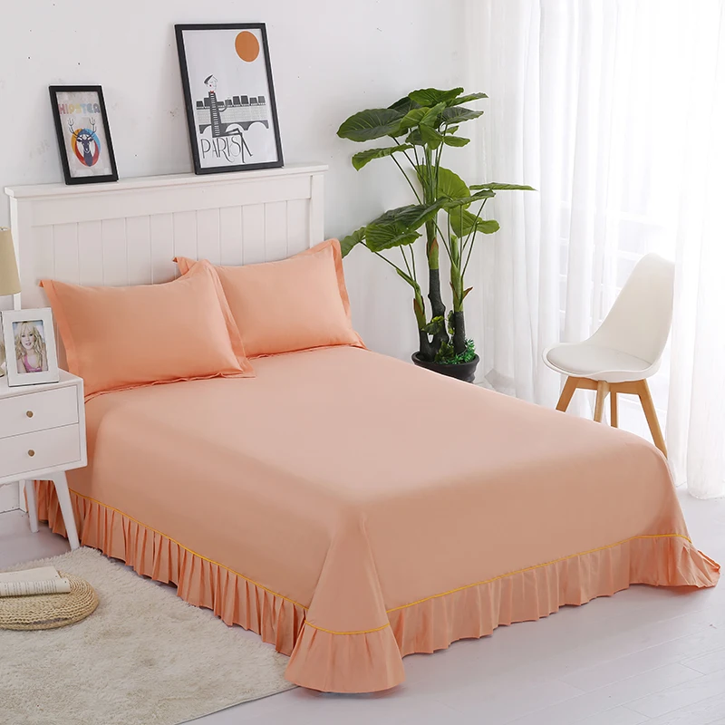 light orange 1 шт хлопок утолщенная простыня фиксированный ремень Мягкий Нескользящий Король Королева сплошной цвет покрывало высокое качество покрывало - Цвет: light orange