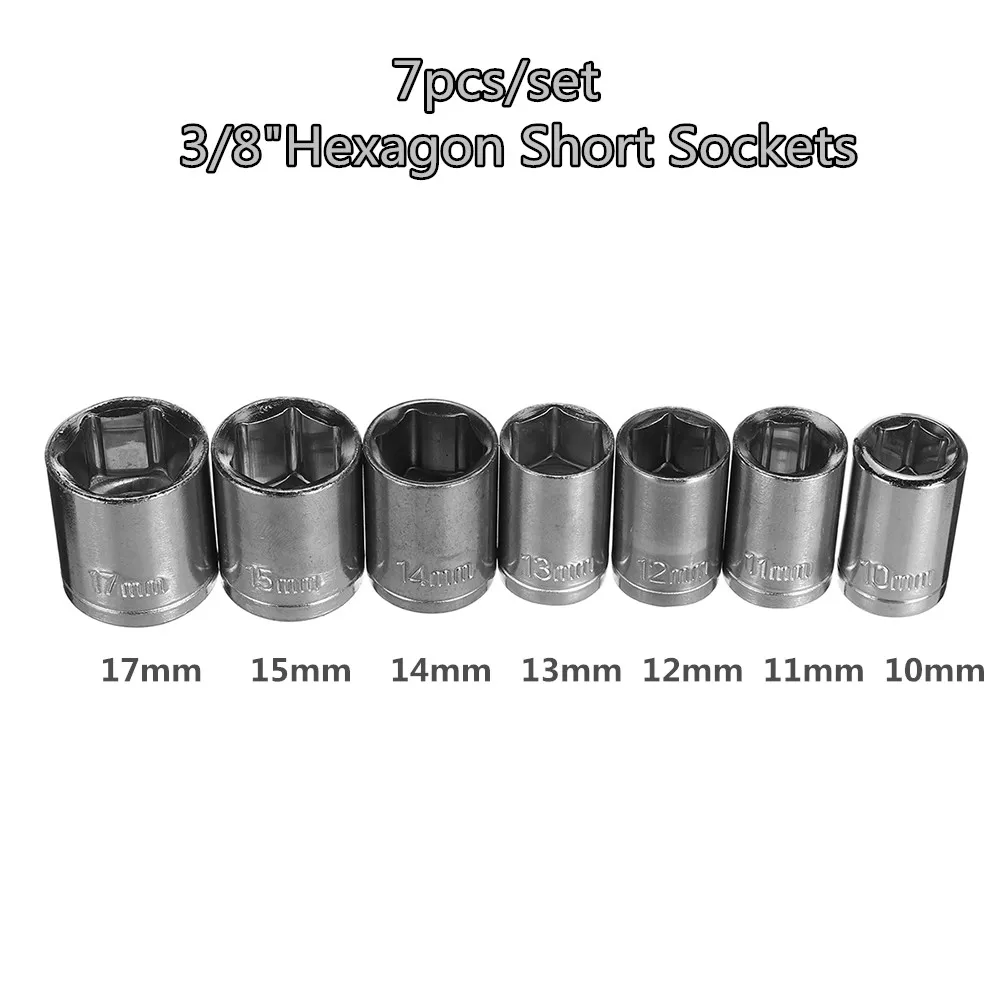 7pcs Sockets 12V 18V 28V 3/8 ''2 литий-ионный Батарея электрический ключ с трещоткой Перезаряжаемые электрический Беспроводные Угловые гаечные ключи для автомобиля - Цвет: 7pcs Sockets