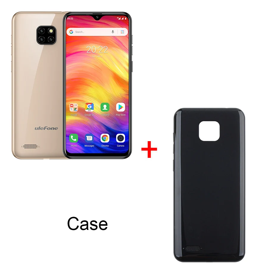 gold N Case Ulefone Note 7 Android 9,0 6," экран капли воды смартфон 3500 мАч 19:9 четырехъядерный 1 ГБ ОЗУ 16 Гб ПЗУ WCDMA мобильный телефон - Цвет: gold N Case