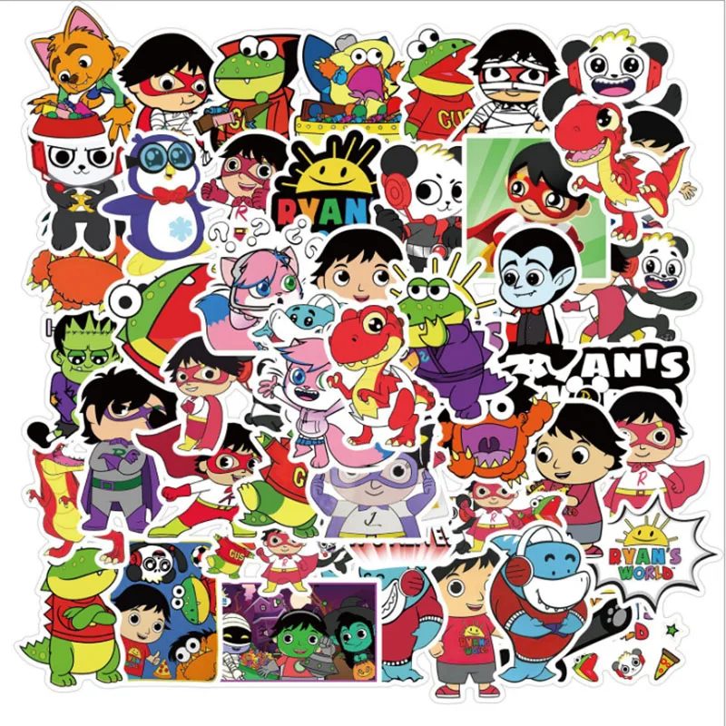 

50 pcs mixed Ryan Graffiti Waterproof Skateboard Travel Suitcase Phone Laptop Luggage Stickers Cute Kids Girl Toys