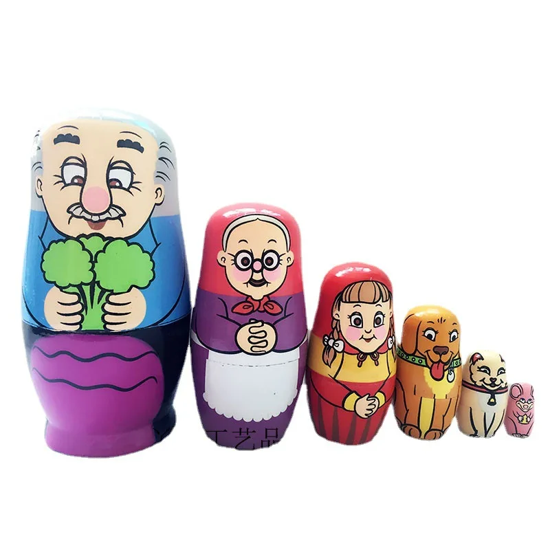 

Русские гнездовые куклы, милые деревянные животные, ручная роспись, бабушка, Матрешка, куклы, игрушки, подарки, украшение для дома