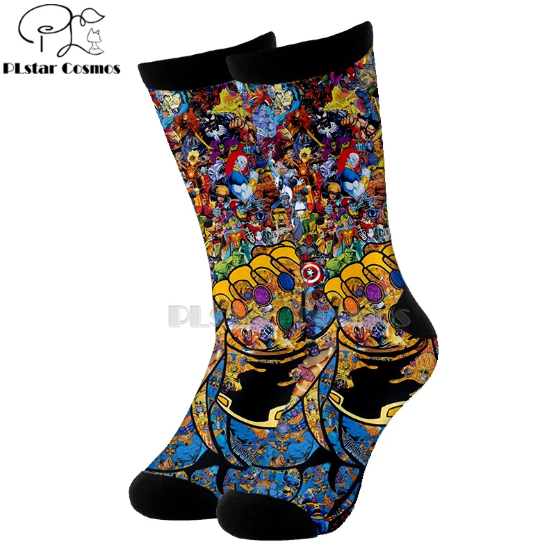 Plstar Cosmos комиксы Marvel Капитан Америка Симпсоны хлопковые носки мультфильм 3d печати носки высокие носки для мужчин и женщин высокого качества