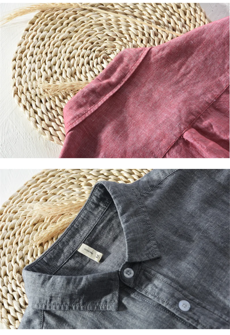 Helisopus 2021 хлопковая Льняная мужская рубашка однотонная Повседневная приталенная