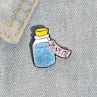 Значок со сверкающей бутылкой, эмалированный, космическая Вселенная, волшебный блеск, странствия, ювелирные изделия, значок Броши Булавки на лацкан для детей, друзей