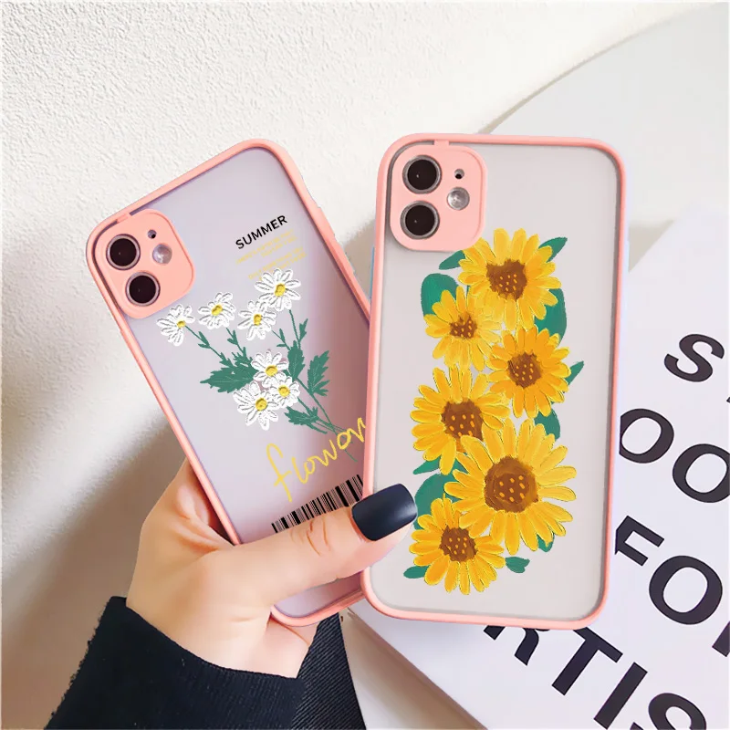 

2020 Luxury Flower Case For iPhone 11 Pro Max X XR XS Max 6s 7 8 Plus SE 2020 case Floral Transparent PC-TPU Back Cover fundas