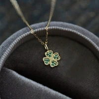 925 sterling silver lucky clover pandent choker necklace for women crystal jewelry clavicle chain necklace classic party jewelry