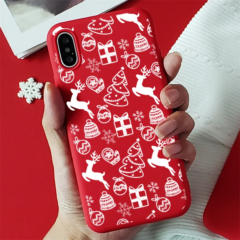 Красный матовый Рождественский Мягкий ТПУ чехол s для iPhone 7 8 6 6S Plus 10 11 Pro XS Max X XR XS чехол для iPhone 7 Plus чехол для телефона - Цвет: sd4bailu