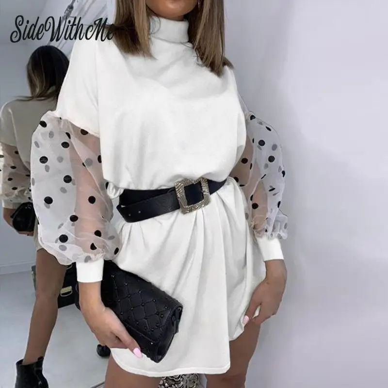 Сексуальное женское летнее платье трапециевидной формы в горошек кружевное