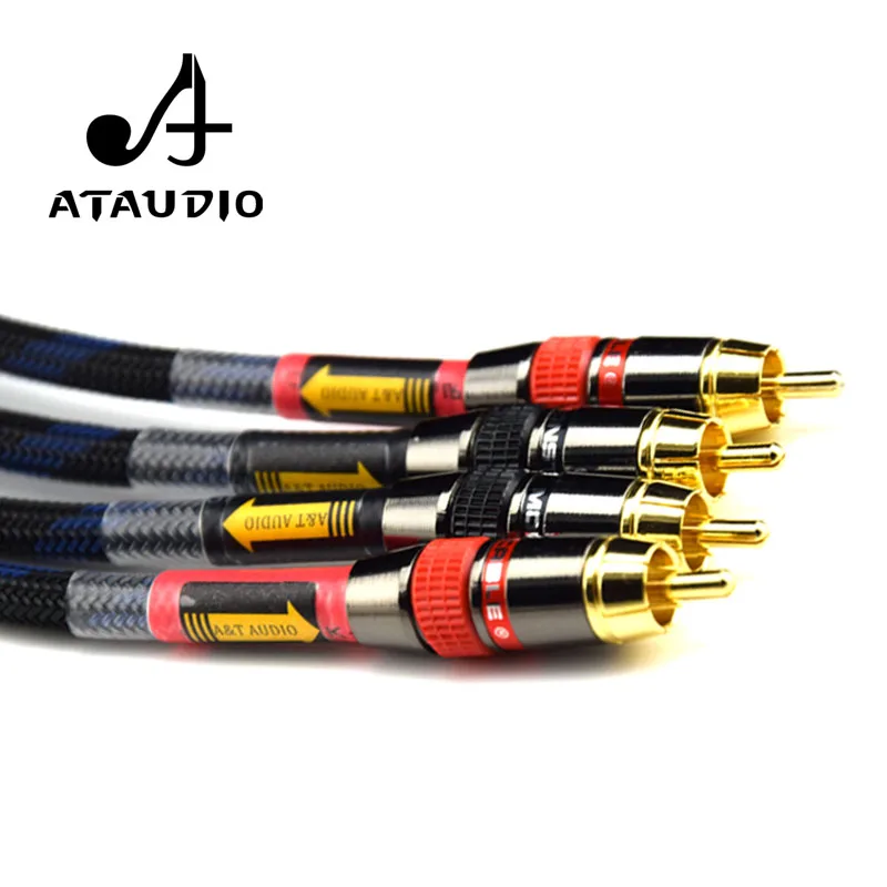 Кабель ATAUDIO Hi-Fi RCA 2RCA высококачественный 4N OFC аудиокабель штекер-штекер для