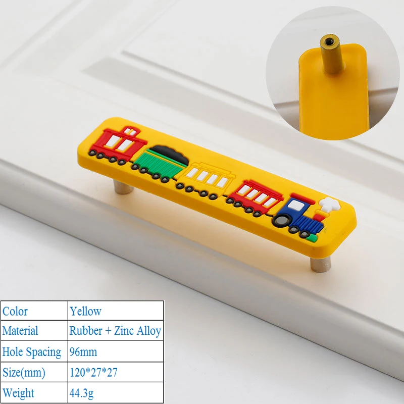 Yellow 6298-96mm LBA, детские резиновые дверные ручки, милые розовые, желтые, синие, Звездные, лунные, облачные, кухонные ручки и ручки для шкафа, мебельные ручки для выдвижных ящиков - Цвет: Yellow 6298-96mm