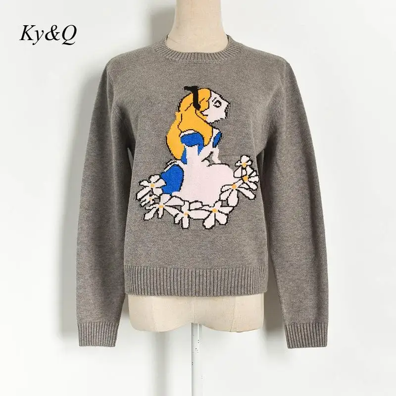 Runway Design 2019 Winter Snow White Jacquard Embroidry Knit Sweater Fashion Short Pink Pullover Women Christmas Jumper Clothes | Женская