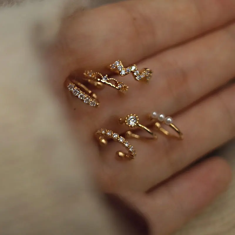 

VENTFILLE 925 Sterling Silver Ear Bone Clip For Women Simple Temperament Crystal Pearl Earrings Party Jewelry Birthday Gifts