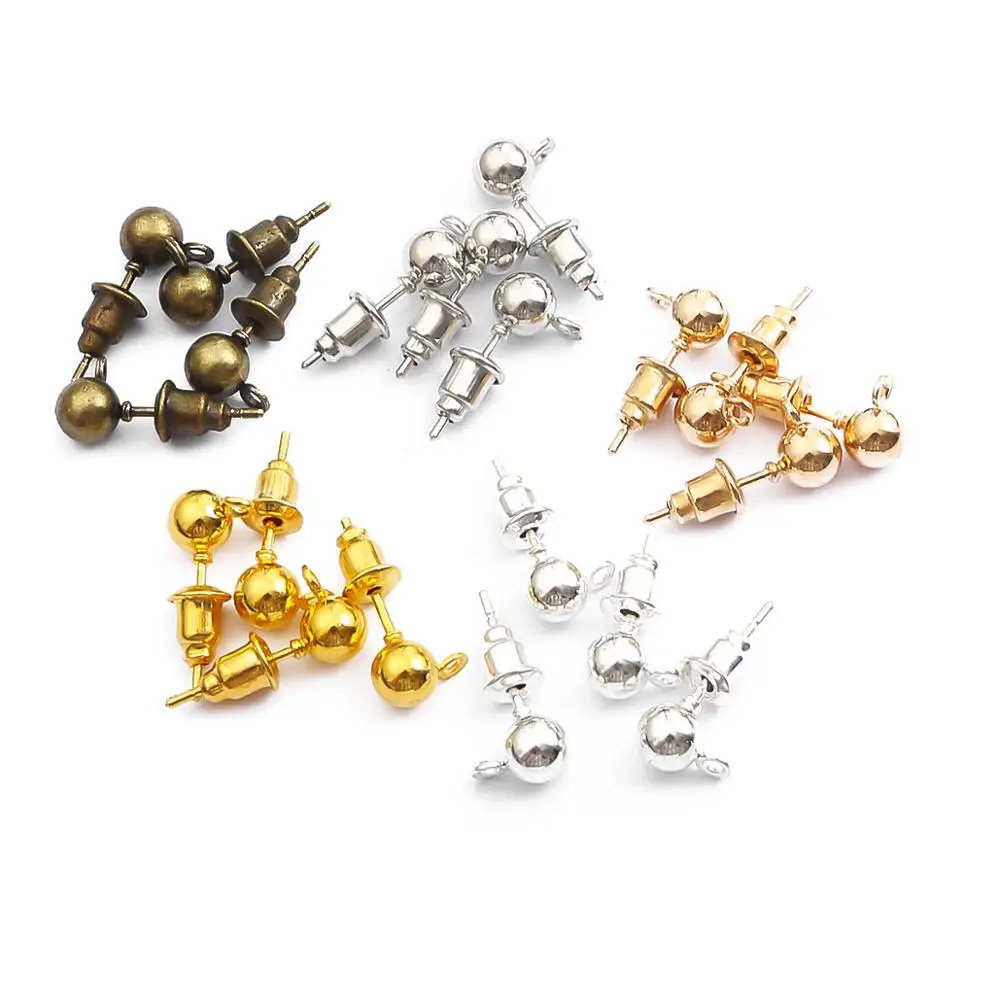 Серьги гвоздики с покрытием под золото и серебро 50 комплектов|rhodium plated|stud earring