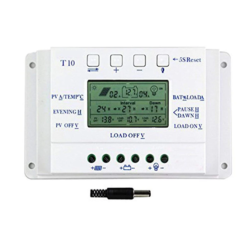 Контроллер солнечного заряда 10A MPPT T10A 12V 24V для макс. 48V вход с нагрузкой двойной таймер управления солнечный регулятор для уличного освещения