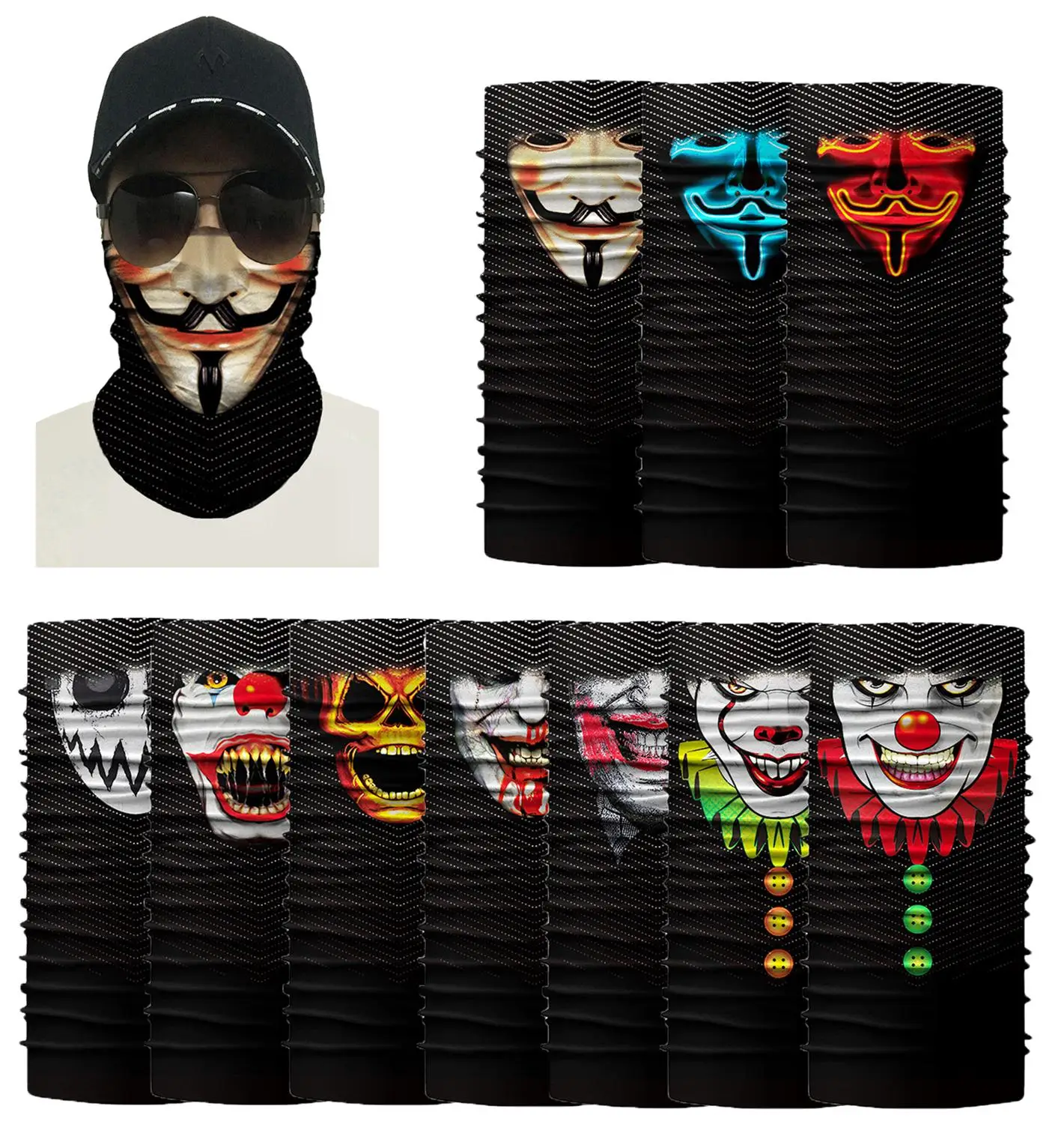 3D Маскарадная маска на Хэллоуин Балаклава мотоцикл езда велосипеде шейный