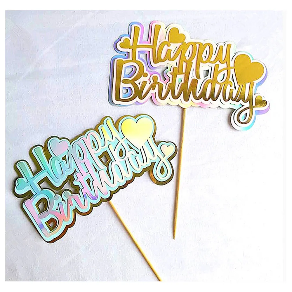 В форме сердца с днем рождения бумаги торт Топпер украшения и отделением для карт