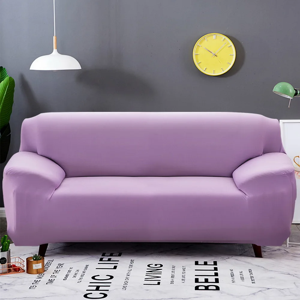 Pink purple Твердые Цвет эластичные чехлы для диванов спандекс европейских и американских полиэстер угловой диван кушетка чехол стоматологическое кресло крышка протектор Гостиная 1/2/3/4 сиденья - Цвет: Pink purple