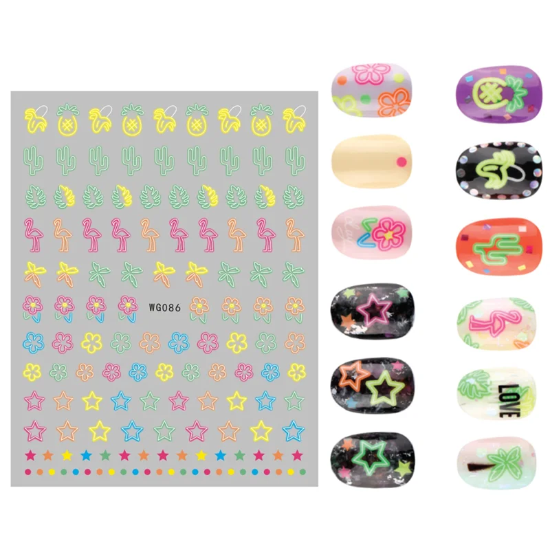 

10PCS Nail Slider Female Beauty Cartoon Animation Pattern Abstract Smiley Hip Hop Nail Art