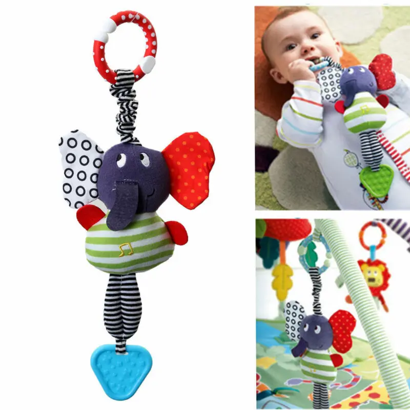 

Cute Music Elephant Lathe Hang Baby Soft Dolls Educational Toys Lovely Colorful Toddler Toys IC Music Player Inside