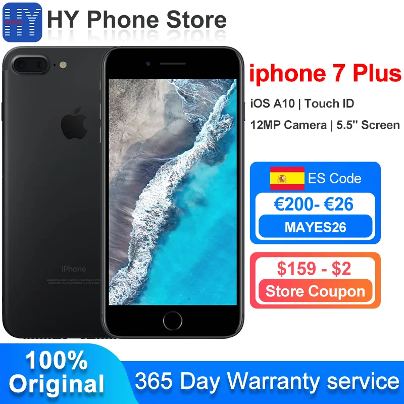 

In Stock Apple iPhone 7 Plus 256GB/128GB/32GB ROM Unlocked Smartphone iOS A10 5.5" Screen Touch ID 12MP+7MP Camera Cell phone