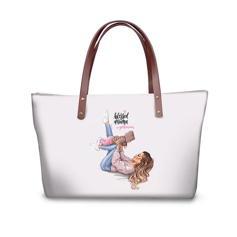

Custom Super MOM daughter love family Printing bag big bag bolsos de mujer verano 2020 sac cuirbolso mujer Girls print shoulder