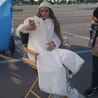 Зимнее женское пальто из искусственного кроличьего меха, Удлиненное пальто до колена, Свободное пальто с лацканами, толстые теплые женские плюшевые пальто