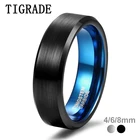 Tigrade вольфрамовое мужское кольцо 468 мм черные мужские кольца Женская повязка на палец синее крутое кольцо классическое обручальное кольцо