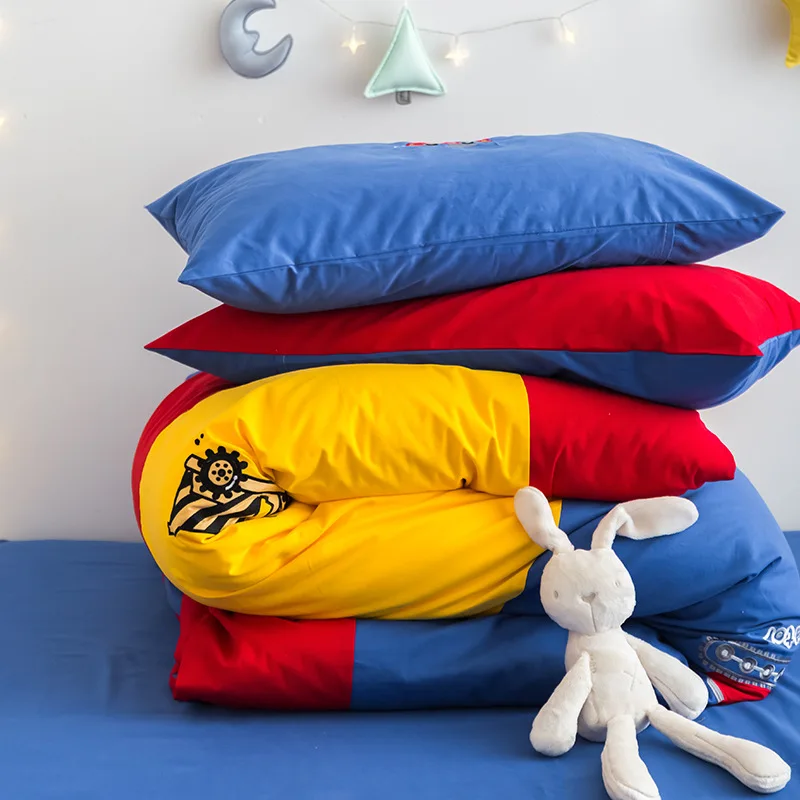 

100% Cotton Soft Baby Bedding Double Bed Covers for Children Single Kids Bed Linens Car Duvet Cover Bed Sheet Set 4pcs Bedspread