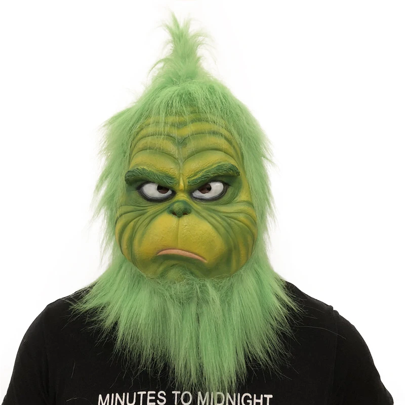 Маска Grinch, маскарадные костюмы Санта-Клауса, шлем лося, как Grinch украли, рождественские реквизиты с зелеными волосами для мужчин, детей, взрослых - Цвет: Mask 5