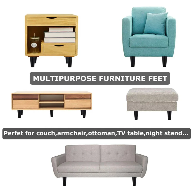 Мебельные ножки 4 шт. 6 дюймов круглые конические пластиковые для диванов сменные