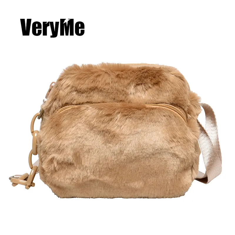 

VeryMe Winter Fashion Girl Crossbody Bag Soft Plush Women's Designer Handbag Casual Shoulder Messenger Bag 2020