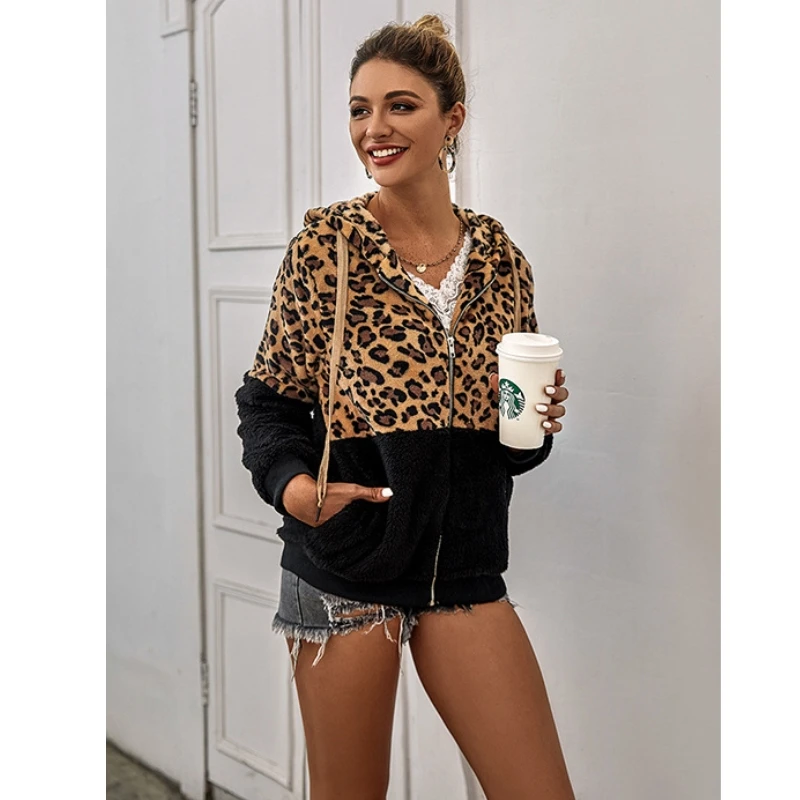 Новинка 2020 Женское пальто в стиле пэчворк с леопардовым принтом осенняя пушистая