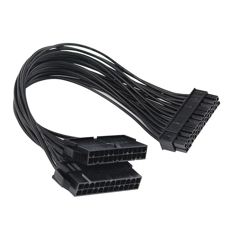 

1/5pcs New 24Pin 20+4pin Dual PSU ATX Power Supply Adaptor Cable Connector For Mining 30cm UY8