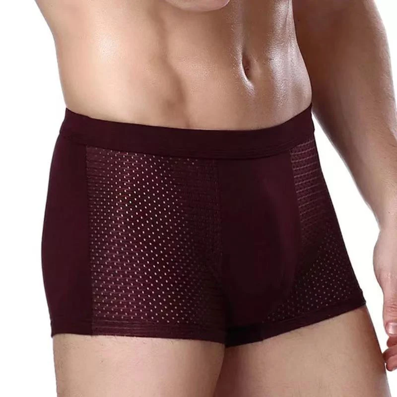 4 Pcs Panties Briefs Men Boxer Shorts Bamboo Fiber Mesh Underwear Male Breathable Cool Underpants Plus Size 2XL-5XL
