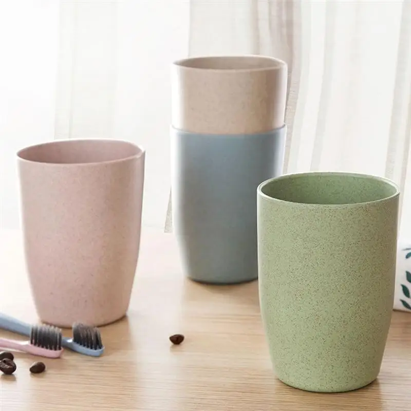 8Pcs Wheat Straw Toothbrush Cups Tooth Brush Mug Simple Wash Cup Water Drink for Adults Students Random Color | Дом и сад
