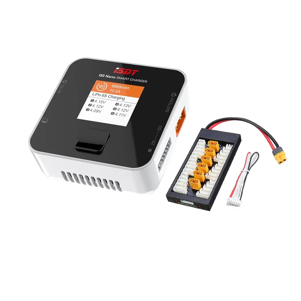 ISDT Q6 Nano BattGo 200W 8A Lipo Battery Charger White Color With XT60 Plug Parallel Charging Board | Электроника