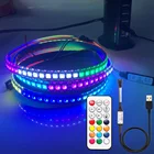 WS2812B умная RGB Светодиодная лента с USB 21key комплект радиочастотного контроллера WS2812 индивидуально Адресуемая Пиксельная лампа 3060144 светодиодов 5 в постоянного тока