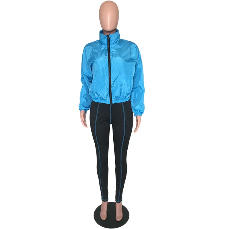 Adogirl флуоресцентный зеленый женский спортивный костюм Athleisure комплект из двух предметов со стоячим воротником куртка с длинными рукавами пальто узкие брюки спортивная одежда